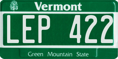 VT license plate LEP422