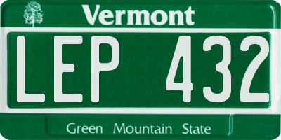 VT license plate LEP432