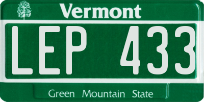 VT license plate LEP433