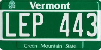 VT license plate LEP443