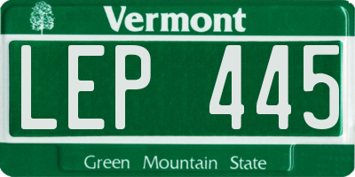 VT license plate LEP445