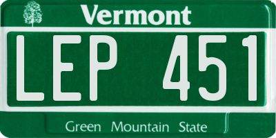 VT license plate LEP451