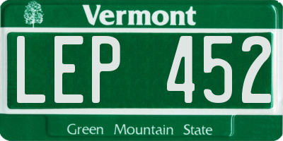 VT license plate LEP452
