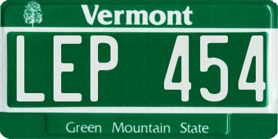 VT license plate LEP454