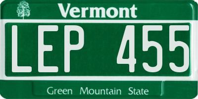 VT license plate LEP455