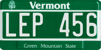 VT license plate LEP456