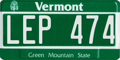 VT license plate LEP474