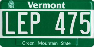 VT license plate LEP475