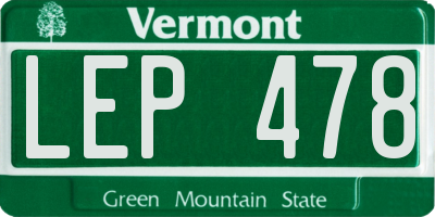 VT license plate LEP478