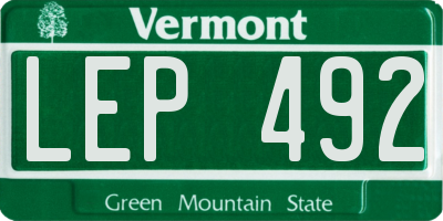 VT license plate LEP492