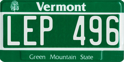 VT license plate LEP496