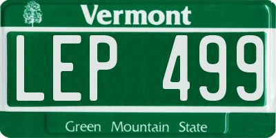 VT license plate LEP499