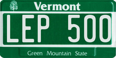 VT license plate LEP500