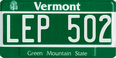 VT license plate LEP502