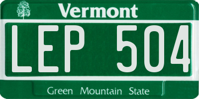 VT license plate LEP504