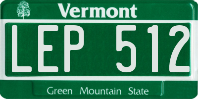 VT license plate LEP512