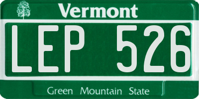 VT license plate LEP526