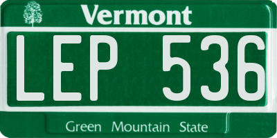 VT license plate LEP536