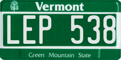 VT license plate LEP538