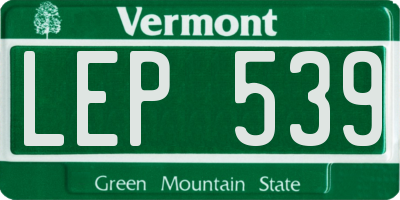 VT license plate LEP539