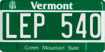 VT license plate LEP540
