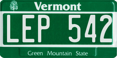 VT license plate LEP542