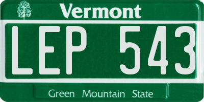 VT license plate LEP543