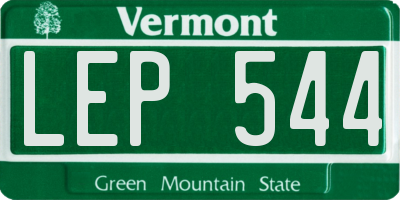 VT license plate LEP544