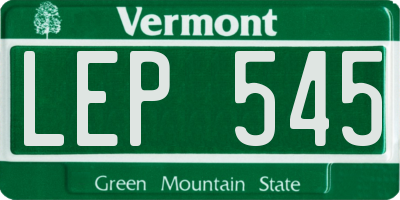 VT license plate LEP545