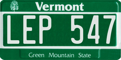 VT license plate LEP547