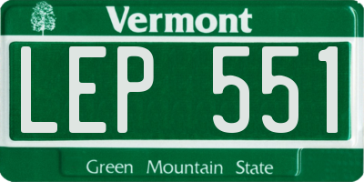 VT license plate LEP551
