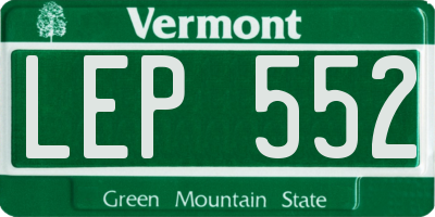 VT license plate LEP552
