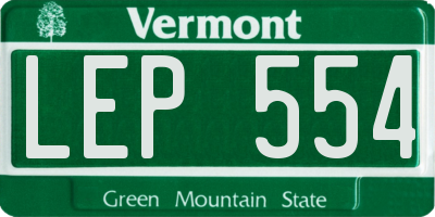VT license plate LEP554