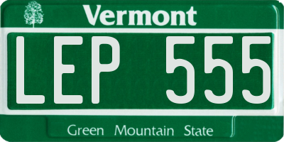 VT license plate LEP555