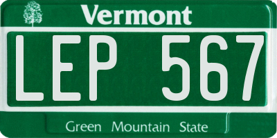VT license plate LEP567