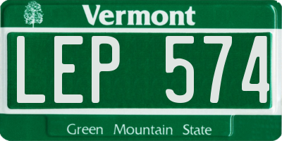 VT license plate LEP574