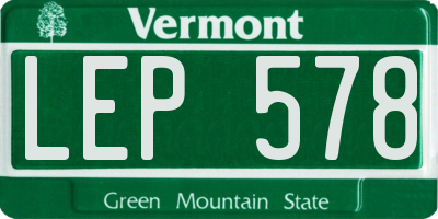 VT license plate LEP578