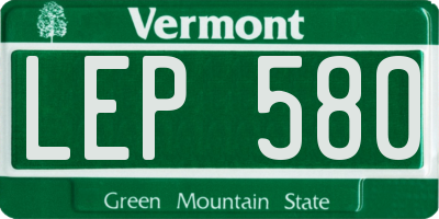 VT license plate LEP580