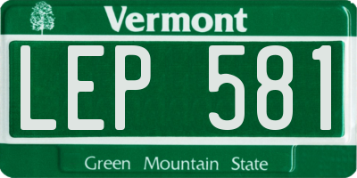 VT license plate LEP581