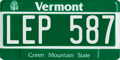 VT license plate LEP587