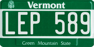 VT license plate LEP589