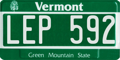 VT license plate LEP592