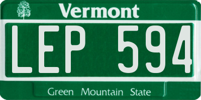 VT license plate LEP594