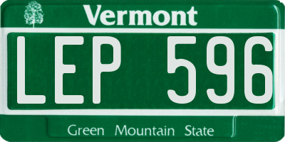 VT license plate LEP596