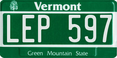 VT license plate LEP597