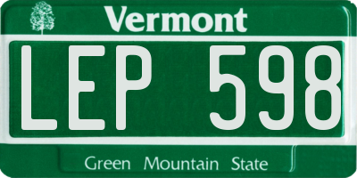 VT license plate LEP598