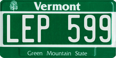 VT license plate LEP599