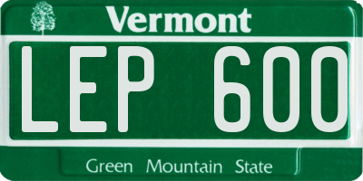 VT license plate LEP600
