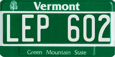 VT license plate LEP602