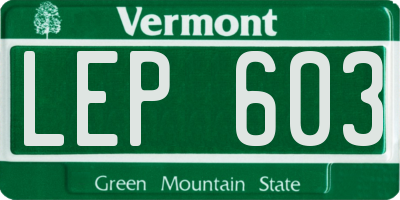 VT license plate LEP603